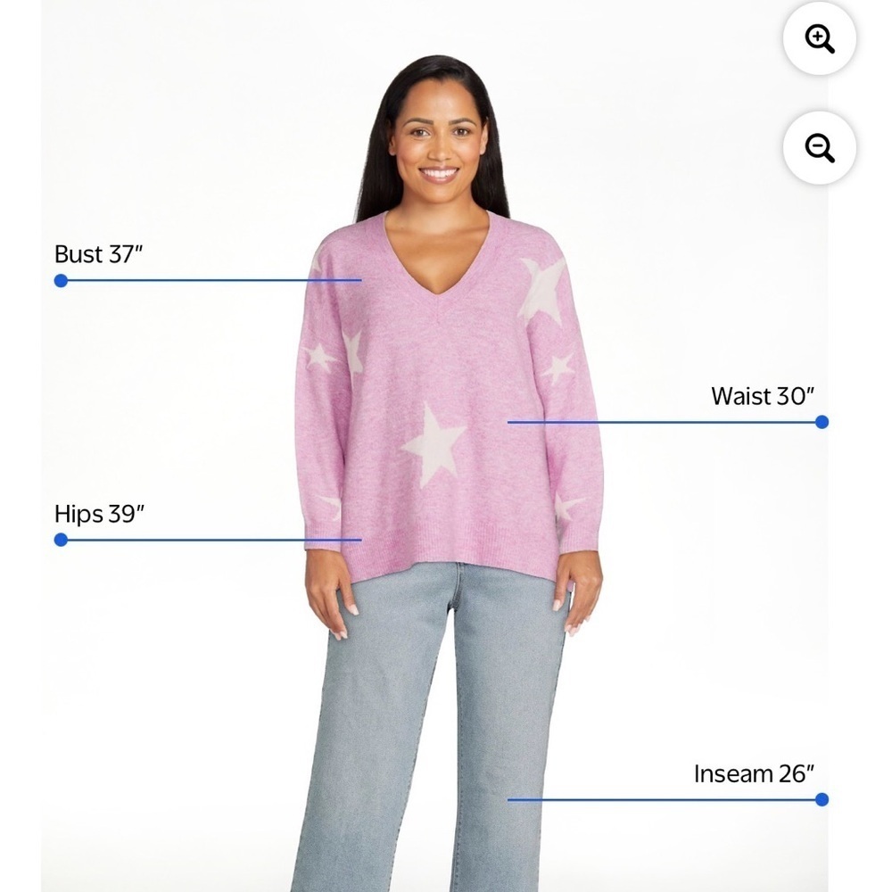 Debut Dreamers Pink Star V-Neck Sweater - Picture 3 of 8